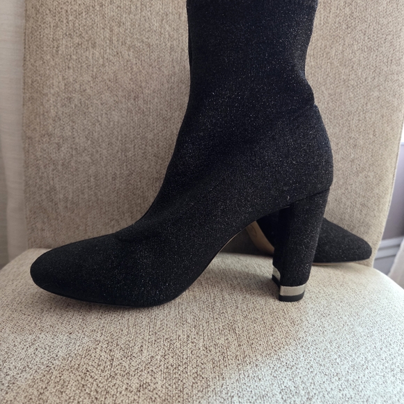 Michael Kors Glitter Black Heeled Boots - Picture 3 of 8